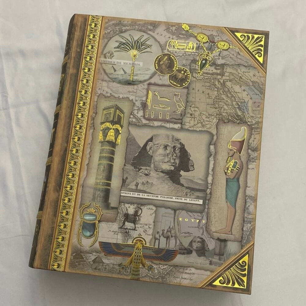 Punch Studio Large Egypt Faux Book Decorative Box Storage Keepsake 11"x13.5" - Picture 2 of 10